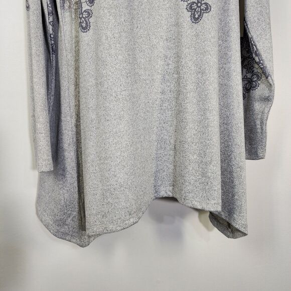 Cactus Pearl Top Womens Medium Gray Long Sleeve Pullover Cowl Neck Stretch Tunic - Picture 6 of 10